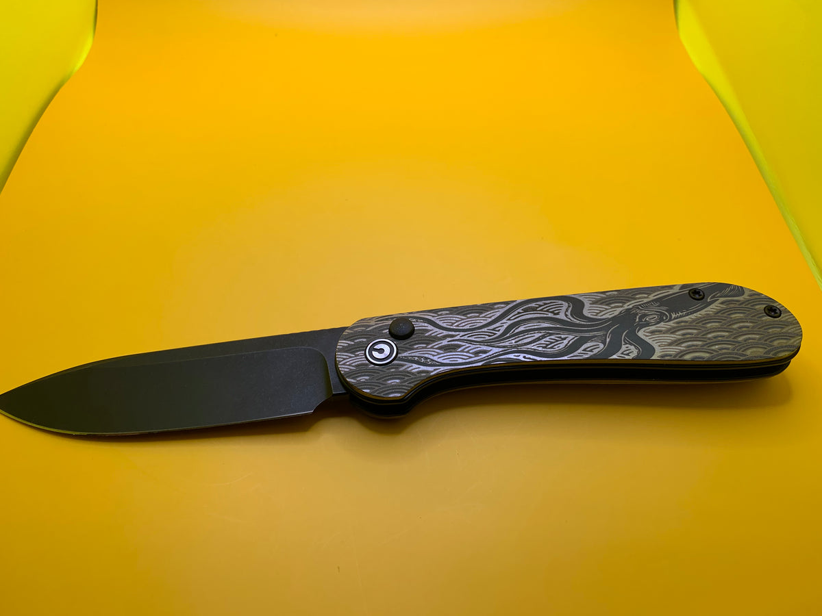 Custom Civivi Elementum Button Lock with custom Titanium Scales