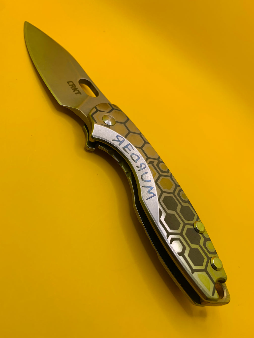 Custom CRKT Pilar III with titanium scales “Redrum"