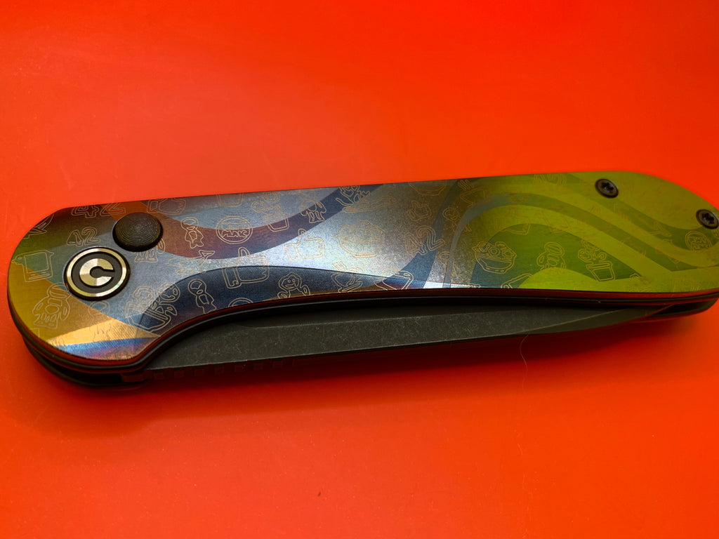 Civivi Elementum Button Lock with custom Titanium Scales