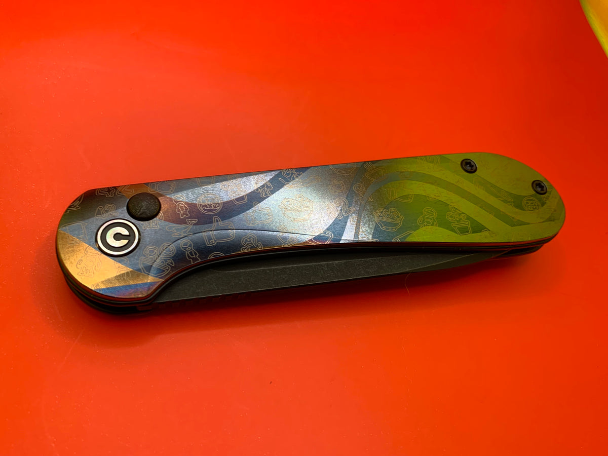Civivi Elementum Button Lock with custom Titanium Scales
