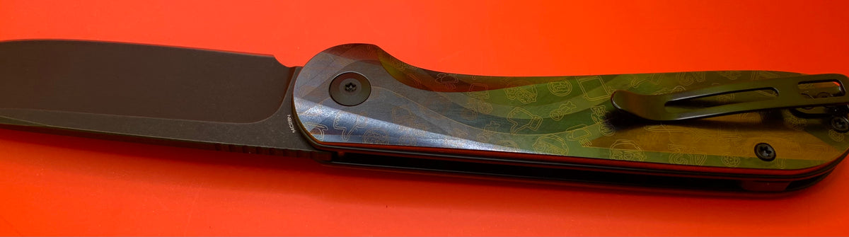 Civivi Elementum Button Lock with custom Titanium Scales