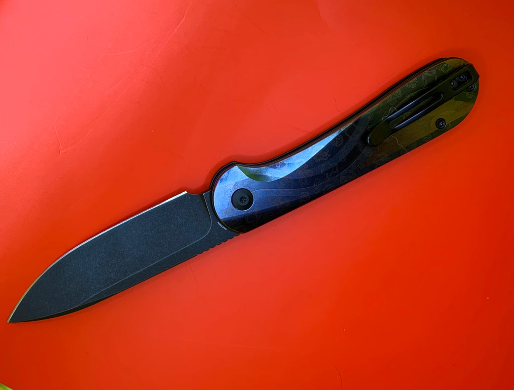 Civivi Elementum Button Lock with custom Titanium Scales