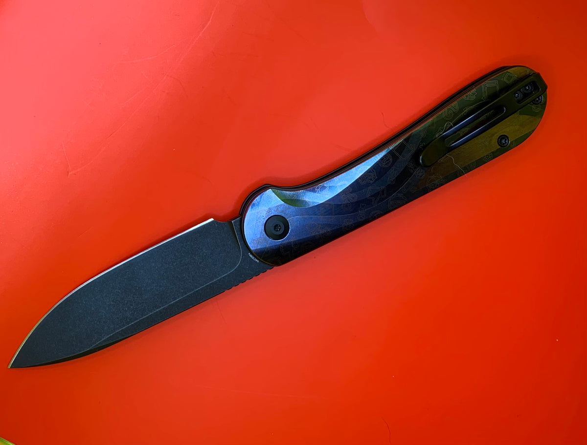 Civivi Elementum Button Lock with custom Titanium Scales