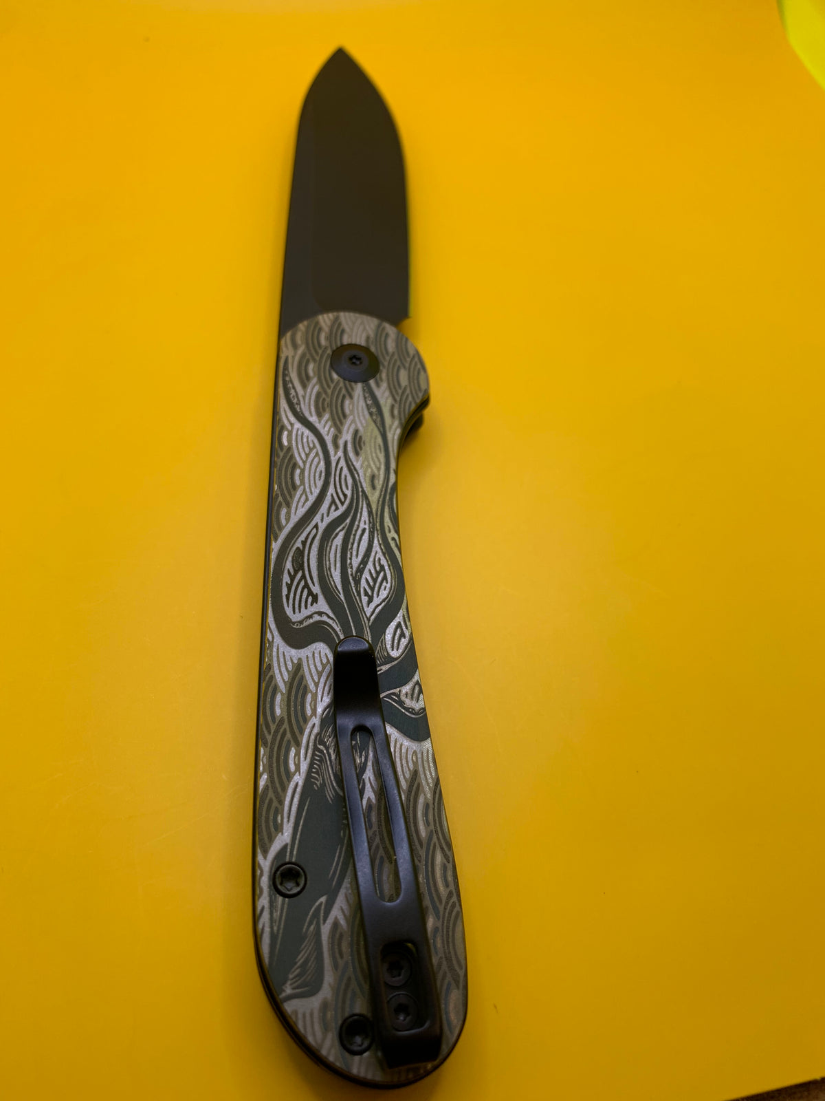 Custom Civivi Elementum Button Lock with custom Titanium Scales