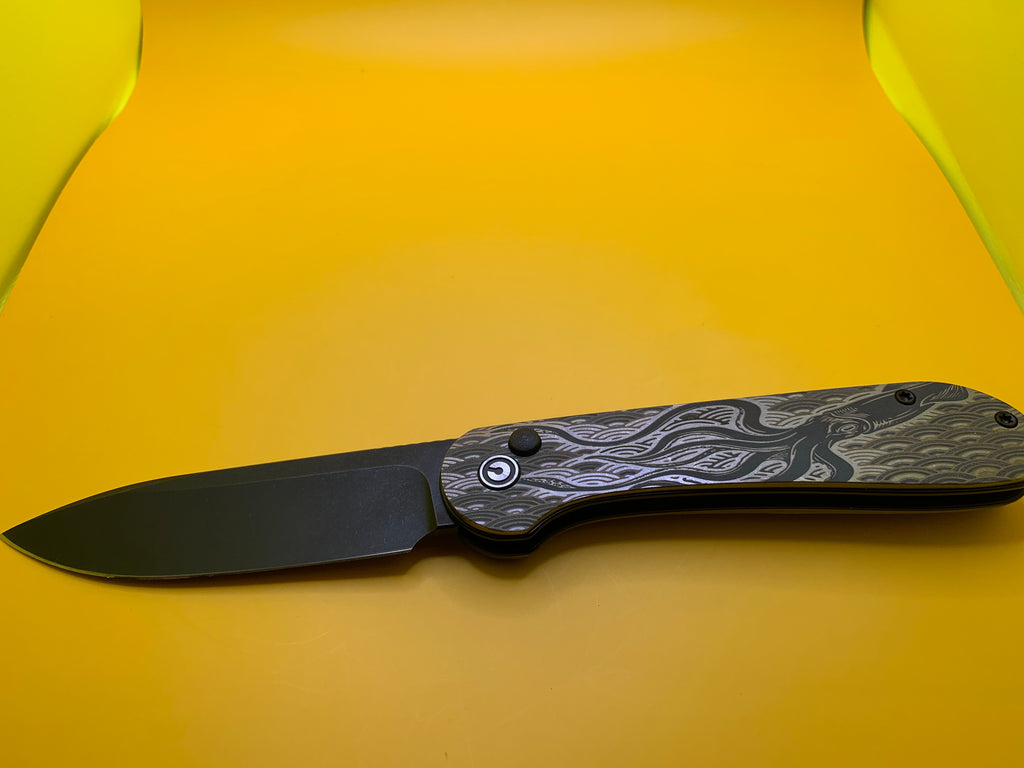 Custom Civivi Elementum Button Lock with custom Titanium Scales