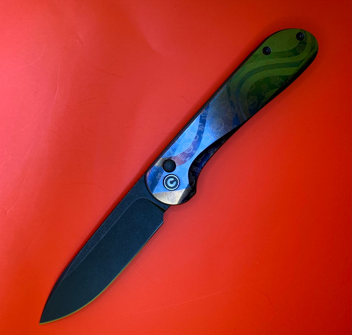 Civivi Elementum Button Lock with custom Titanium Scales