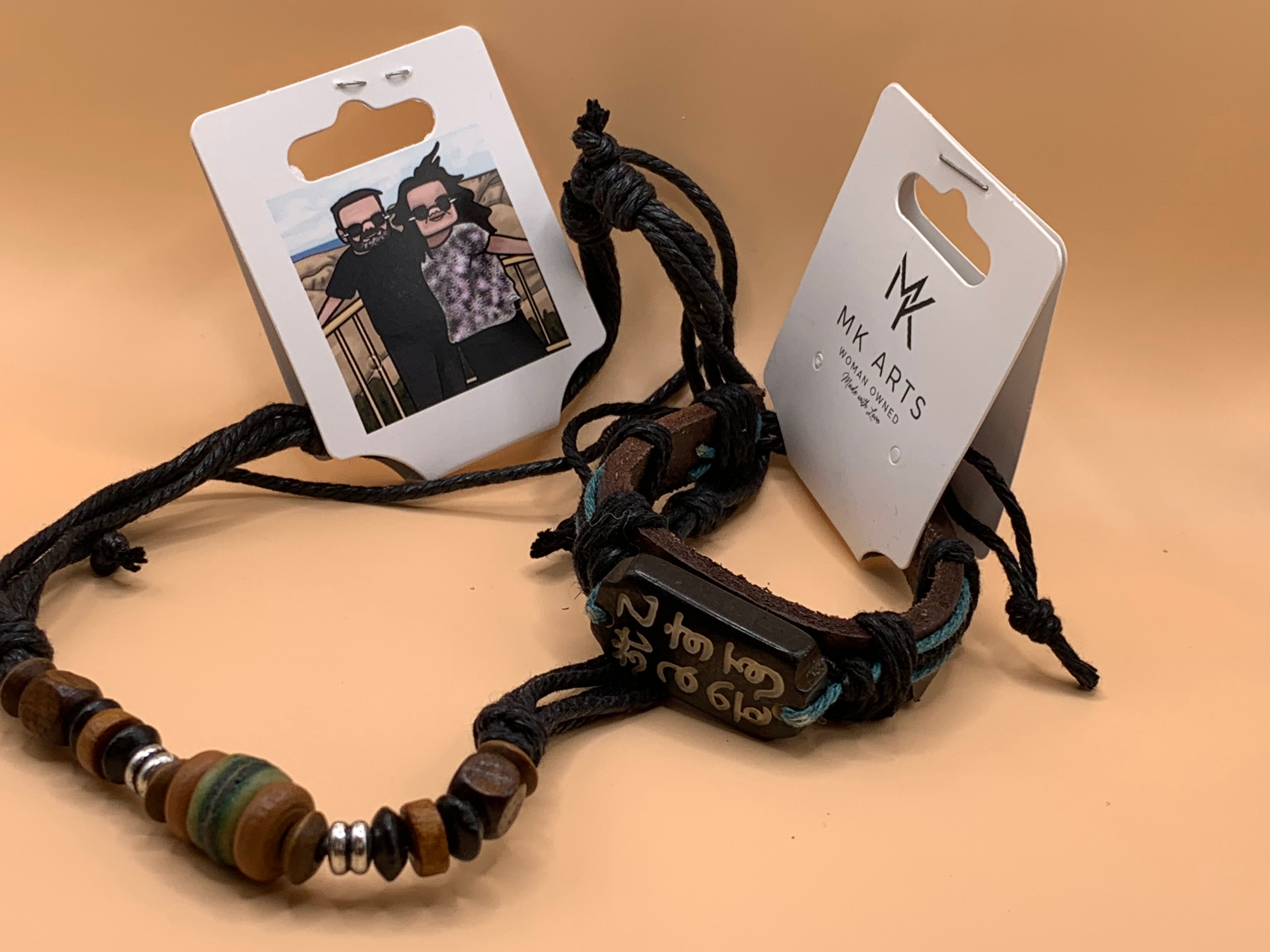 Boho Soul — Leather & Wood Bracelet and Necklace Set